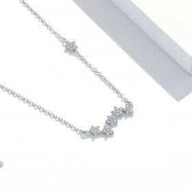 Pandora Style Silver Necklace, Twinkling Stars, Enamel - SCN419