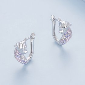 Pandora Style Unicorn Hoop Earrings - BSE832