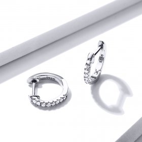 Silver Small Circle Hoop Earrings - PANDORA Style - SCE498-A