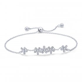 Silver Daisy Chain Slider Bracelet - PANDORA Style - SCB084