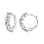 Pandora Style Half Hoop Moissanite Diamond Hoop Earrings - MSE033