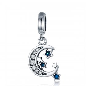 Pandora Style Silver Dangle Charm, Bright Stars, Blue Enamel - SCC639