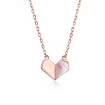 Silver Origami Heart Necklace - PANDORA Style - SCN330