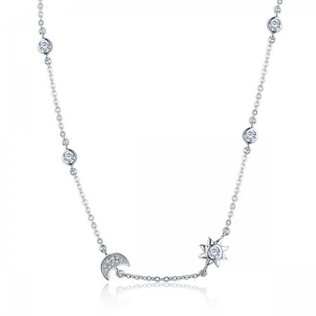 Silver Sun and Moon Glory Chain Necklace - PANDORA Style - SCN272