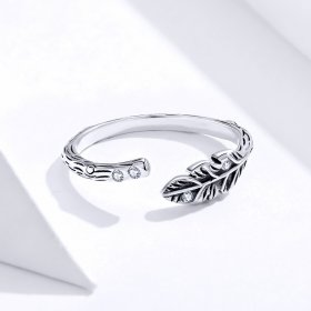 Pandora Style Silver Open Ring, Vintage Leaves - SCR639