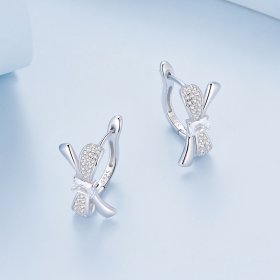 Pandora Style Bow Hoop Earrings - BSE810