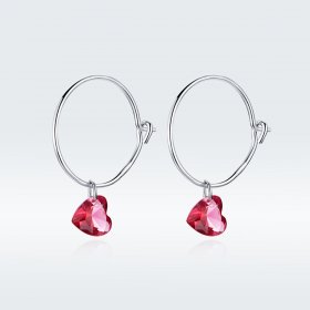 Pandora Style Silver Dangle Earrings, Heart - BSE317