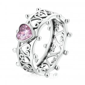 Pandora Style Sparkling Heart Ring - SCR788