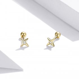 Pandora Style 18ct Gold Plated Stud Earrings, Golden Stars - SCE1117