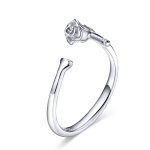 Pandora Style Silver Open Ring, Rose Flower - BSR065