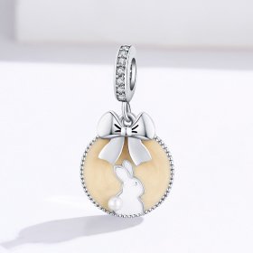 Pandora Style Silver Dangle Charm, Rabbit, Brown Enamel - SCC1439