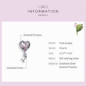 Pandora Compatible Silver Cute Puppy Dangle Charm - SCC1199