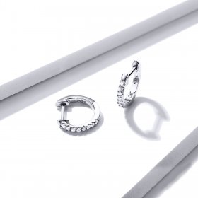 Silver Small Circle Hoop Earrings - PANDORA Style - SCE498-A