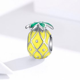 Pandora Style Silver Charm, Pineapple, Multicolor Enamel - BSC128