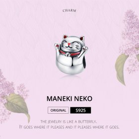 Silver Maneki Neko Charm - PANDORA Style - SCC1178