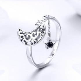 Silver Starlight Moon Ring - PANDORA Style - SCR479