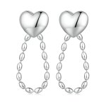 Pandora Style Heart-Shaped Tassels Dangle Earrings - BSE825