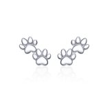 Pandora Style Silver Stud Earrings, Pet Footprints - SCE718