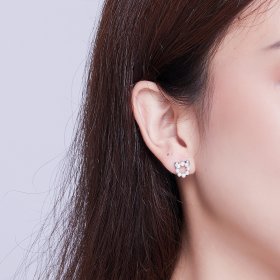 Silver Pearl Cat Stud Earrings - PANDORA Style - SCE688