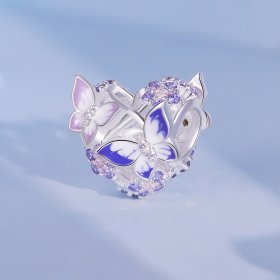 Pandora Style Heart Shaped Butterfly Charm - SCC2464