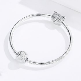 Silver Bead with Texture Charm - PANDORA Style - SCC1245
