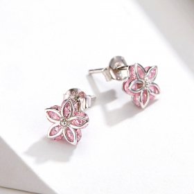 Silver Cherry Blossoms Stud Earrings - PANDORA Style - SCE644