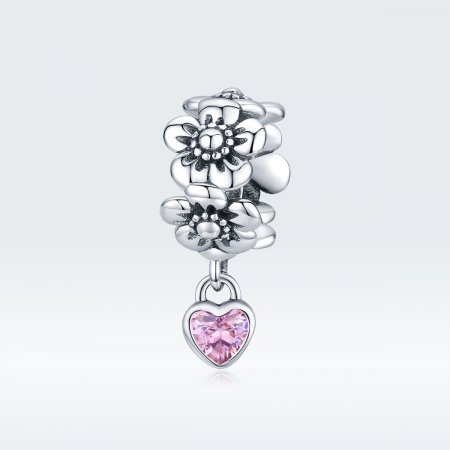Pandora Style Silver Charm, Love Flower - SCC1485