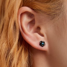 PANDORA Style Black Rose Stud Earrings - SCE1401