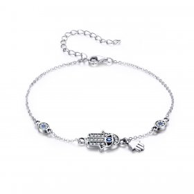 Silver Hand of Fatima Chain Slider Bracelet - PANDORA Style - SCB079