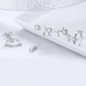 Silver Flower Branch Stud Earrings - PANDORA Style - SCE429