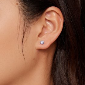 Pandora Style Aquamarine Moissanite Studs Earrings - MSE025-SLB