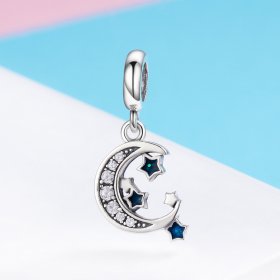 Pandora Style Silver Dangle Charm, Bright Stars, Blue Enamel - SCC639