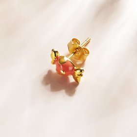 Pandora Style 18ct Gold Plated Hoop Earrings, Candy, Orange Enamel - SCE1162