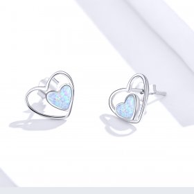 PANDORA Style Heart Center Stud Earrings - SCE858