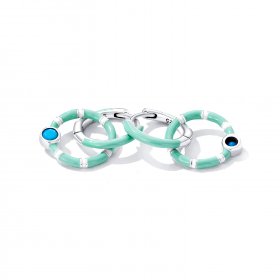 PANDORA Style Turquoise Double Circle Hoop Earrings - SCE1405
