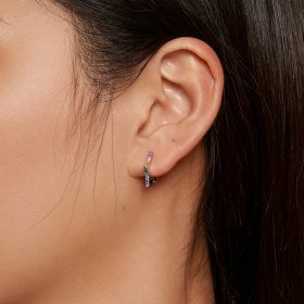Pandora Style Iridescent Stars Hoop Earrings - SCE1627