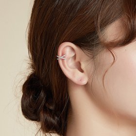 Pandora Style Silver Ear Clip, Cross - SCE997-A