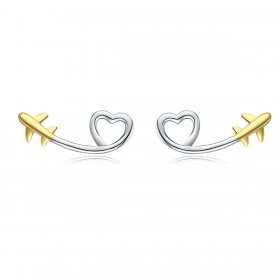 Silver & Gold-Plated Fly To Love Stud Earrings - PANDORA Style - SCE632