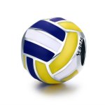 Pandora Style Silver Charm, Beach Volleyball, Multicolor Enamel - SCC448