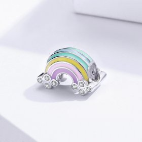 Pandora Style Silver Charm, Rainbow, Multicolor Enamel - SCC1425