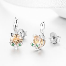 Silver Little Fox Stud Earrings - PANDORA Style - SCE527