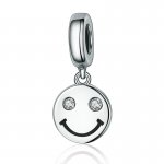 Pandora Style Silver Bangle Charm, Bicolor Smiley Face - SCC258