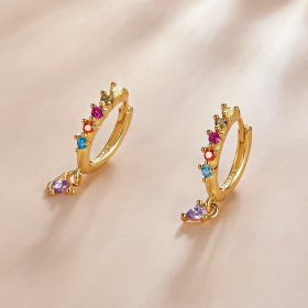 PANDORA Style Colorful Zircon - Water Drop Hoop Earrings - SCE1209