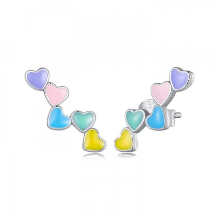 Pandora Style Love Colorful Studs Earrings - SCE1638