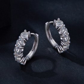 Pandora Style Half Hoop Moissanite Diamond Hoop Earrings - MSE033