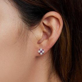 PANDORA Style Bead Flower Stud Earrings - SCE1429
