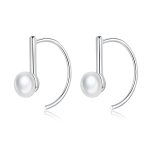 Silver Pearl Hanging Earrings - PANDORA Style - SCE604-A