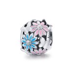 Pandora Style Silver Charm, Bright Daisies, Multicolor Enamel - SCC1837
