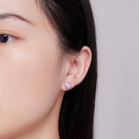 Pandora Style Heart-Shaped Stud Earrings - SCE1595
