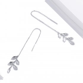 Pandora Style Silver Dangle Earrings, Leaves - SCE987
